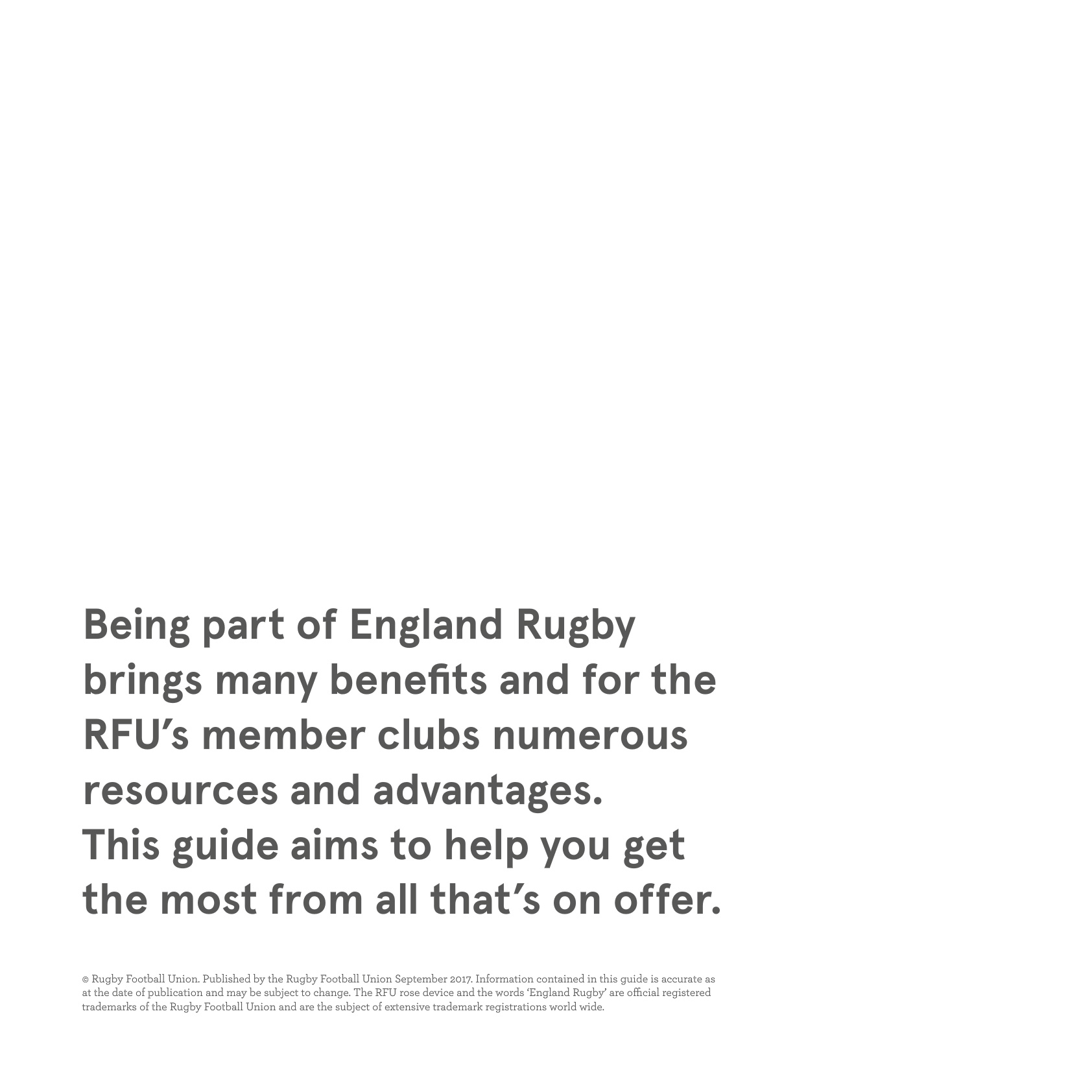 RFU Club Benefits Guide 2017/18
